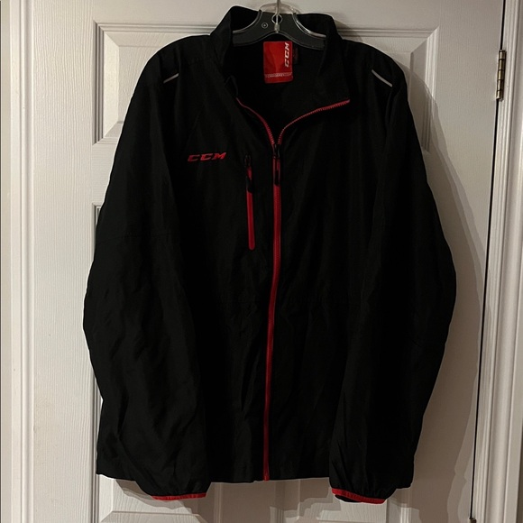 CCM Men's Black Windbreaker with Red Accents - Picture 1 of 3